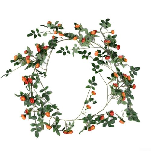 Greenery Simulierte Teeknospe Rose Wanddekoration, ideal für Haus und Innenhof, 178 cm (orange) von ReachMall