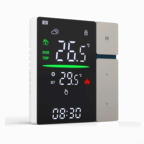 Intelligentes drahtloses Thermostat, LED-Steuerung und wandmontierte Raumthermostate, programmierbares intelligentes Thermostat für elektrische Wasserheizung (Grau 3A) von ReachMall