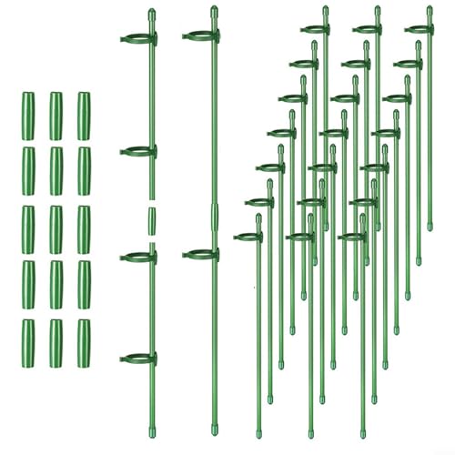 Komplettes Set mit verstellbaren Pflanzenstützen, 30 Stäbe, 60 Clips, 15 Röhren von ReachMall