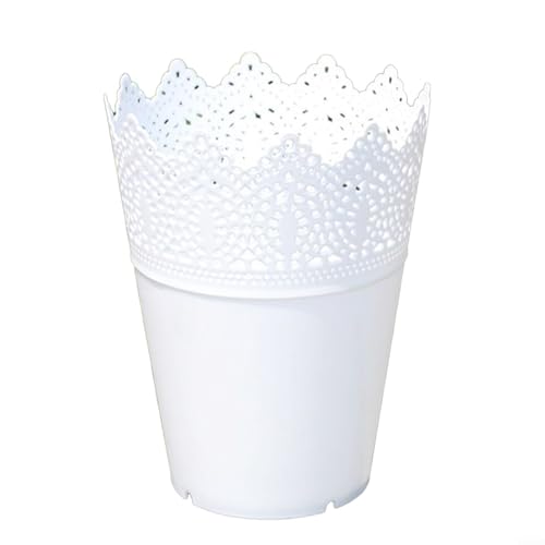 Kunststoff-Blumenvase mit elegantem Spitzen-Design für die Organisation von Stiften, Kosmetika und mehr (weiß) von ReachMall
