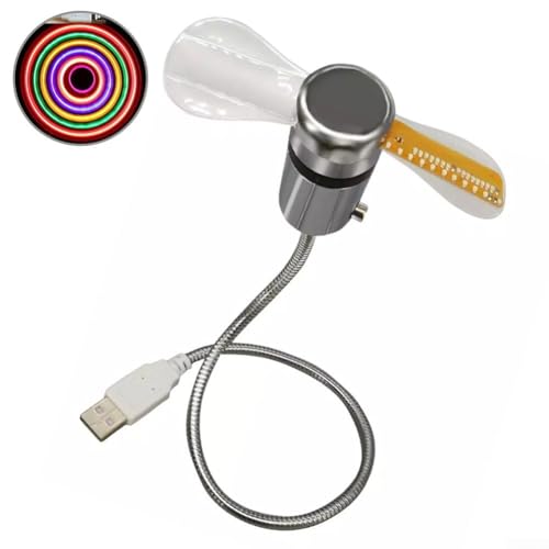 LED-Uhren-Ventilator, flexibler USB-Uhr-Multifunktions-Ventilator mit Klinge, Desktop- und Laptop-Uhren-Ventilator für Zuhause, Büro, Party, Reisen (bunt) von ReachMall