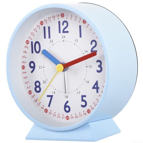 Leuchtende moderne Schreibtischuhr mit flüsterleisem Mechanismus, ideal für Arbeitsbereiche (halbblau) von ReachMall