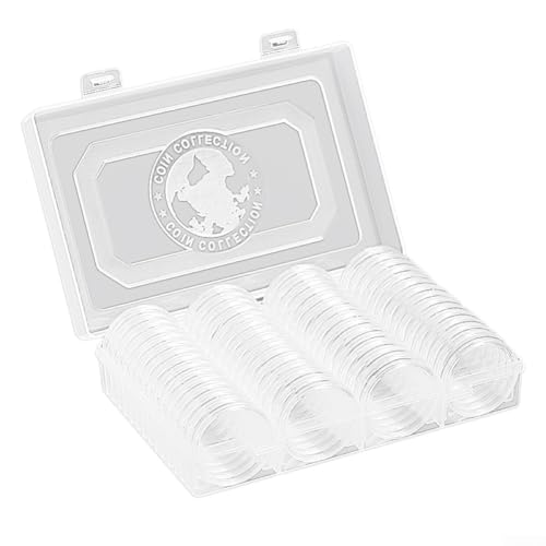 Münzkapsel-Aufbewahrungsbox mit 60 Münzhaltern, Material, verstellbares Innenpolster, sicheres Schnallen-Design von ReachMall