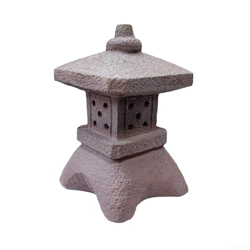 Pagodenlaterne für den Außenbereich, Pagode, Outdoor-Gartendekoration, Statuen, Zen-Laterne, Kunstharz-Gartenlaterne mit solarbetriebenem LED-Licht (A) von ReachMall