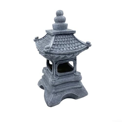 Pagodenlaterne für den Außenbereich, Pagode, Outdoor-Gartendekoration, Statuen, Zen-Laterne, Kunstharz-Gartenlaterne mit solarbetriebenem LED-Licht (B) von ReachMall