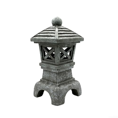 Pagodenlaterne für den Außenbereich, Pagode, Outdoor-Gartendekoration, Statuen, Zen-Laterne, Kunstharz-Gartenlaterne mit solarbetriebenem LED-Licht (D) von ReachMall