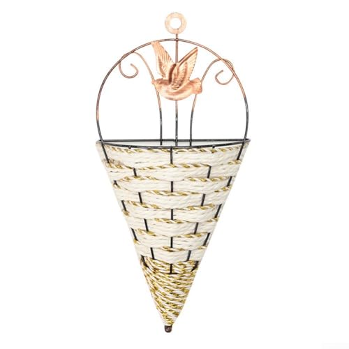 Rattan Hängender Blumentopf für Innen und Außen Stilvolle Wanddekoration (Weiß) von ReachMall