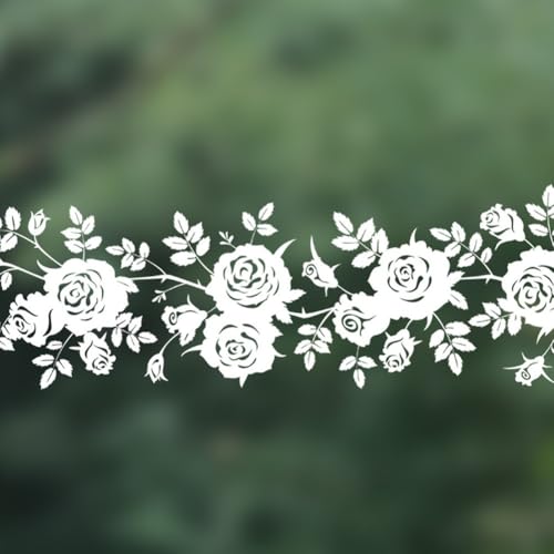 Rattan-Wandaufkleber mit weißen Blumen, PVC-Aufkleber für Badezimmerspiegel Rattan-Wandaufkleber mit weißen Blumen, PVC-Aufkleber für Badezimmerspiegel von ReachMall