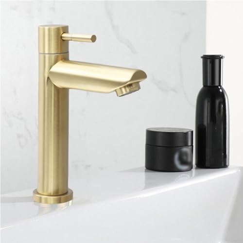 ReachMall 304 Edelstahl Badezimmer Waschbeckenarmatur, Vintage Gebürstet Gold Waschbeckenmischbatterie Wasserhahn für Badezimmer Waschbecken (S) von ReachMall