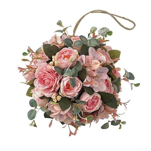 ReachMall Hochzeits-Blumenkugeln, künstliche Blumen-Bälle, Durchmesser 20 cm, Hochzeitsdekoration, Blumenball-Arrangement (flach rosig) von ReachMall