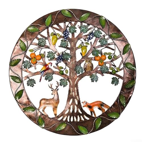 Lebhafter Baum aus Metall zum Aufhängen, einzigartiges Kunstwerk, das bunte Tiere präsentiert, perfekt geeignet für verschiedene Räume in Ihrem Zuhause von ReachMall