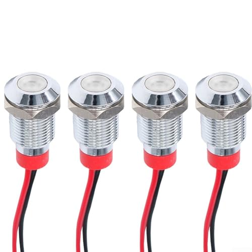 Robuste Metall-Panel-LEDs, Set mit vier wasserdichten Indikatoren mit einer Installationsöffnung von 10 mm für elektrische Projekte mit AC/DC-Bewertungen (blau) von ReachMall