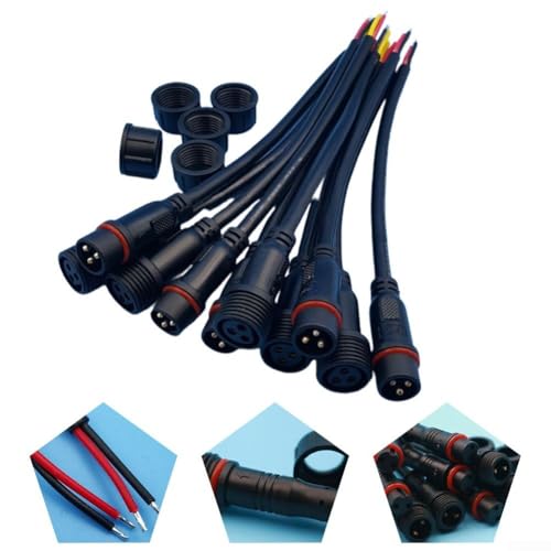 Robustes Design IP65 wasserdichte LED-Stecker und -Buchsen in einem praktischen Fünf-Paar-Paket (schwarz - 3-polig) von ReachMall