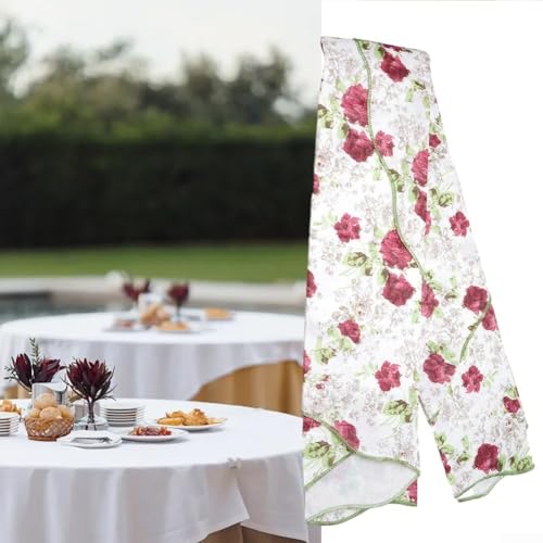 Runde Haushaltstischdecke zum Essen, passend für 6-Sitzer- und 4-Sitzer-Tische (Rose (180 cm) von ReachMall