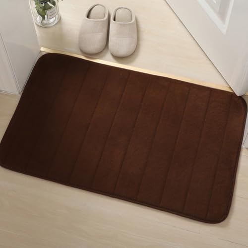 Rutschfeste Badematten-Set aus Memory-Schaum, waschbar für einfache Pflege, für Badezimmer und Duschbereiche (braun) von ReachMall