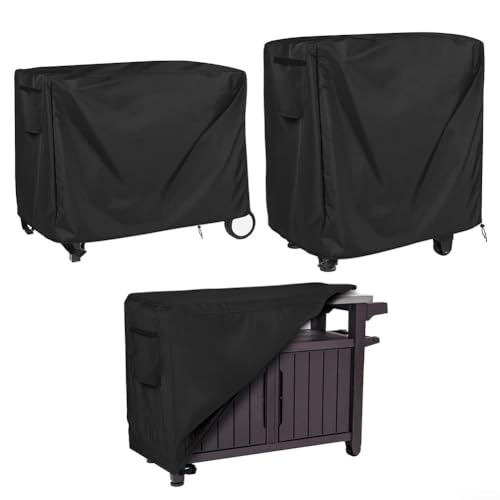 Schutzhülle für Doppelregal, beweglicher Esswagen, Outdoor-Tisch, UV-beständig, wasserdicht, reißfest, 420D-Oxford-Gewebe mit sicherem verstellbarem Verschluss (101,6 x 61 x 81,3 cm) von ReachMall