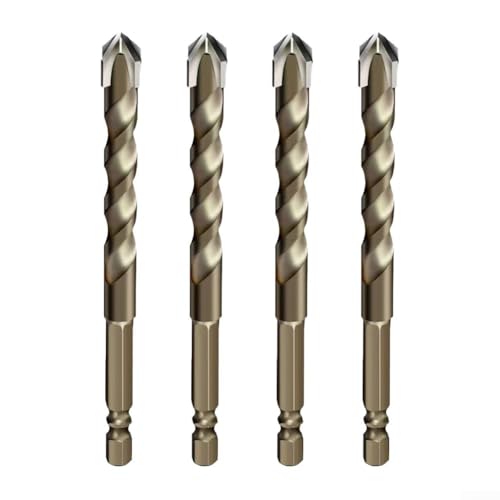 Sechseckiger Bohrer mit vier Klingen für reibungsloses Bohren in Beton und Glas, effizientes Spanentfernungsdesign für verbesserte Leistung (6 + 8 + 10 + 12 mm) von ReachMall