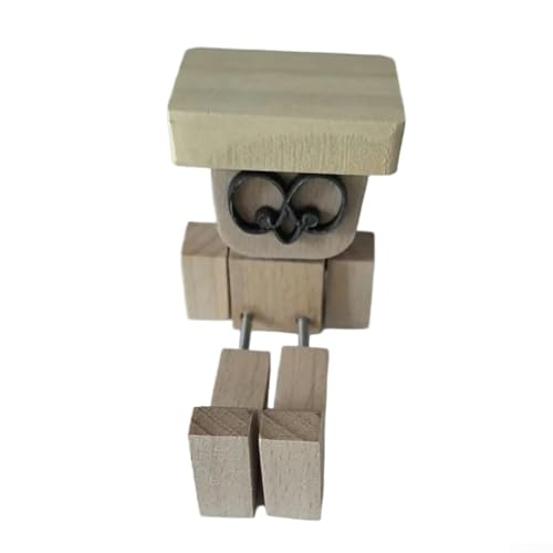 Shaking Wooden Man Figur, Handmade Shaking Feet Wooden Doll Ornament, Funny Wood Bobblehead For Dashboard Desktop Gifting Decor(C) von ReachMall