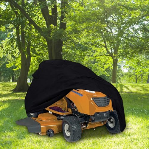 Strapazierfähige Abdeckung für Aufsitzrasenmäher aus 210D Oxford-Tuch mit Kordelzugverschluss, bietet wetterfesten Schutz für Traktor-Rasenmäher im Freien (140 x 66 x 91 cm) von ReachMall