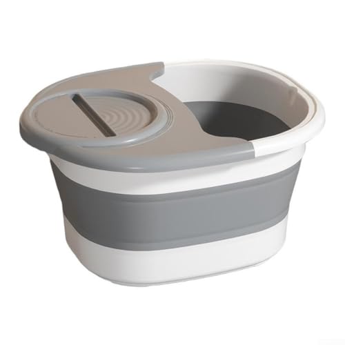 Tragbarer Silikon-Fußbadeimer, faltbar, Haushaltssilikon-Fußbad, 41 x 35 cm, große Kapazität für verschiedene Fußgrößen (mit grauer Abdeckung) von ReachMall