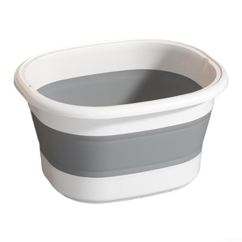 Tragbarer Silikon-Fußbadeimer, faltbar, Haushaltssilikon-Fußbad, 41 x 35 cm, großes Fassungsvermögen für verschiedene Fußgrößen (ohne Abdeckung, grau) von ReachMall