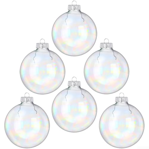 Transparente Kunststoff-Hängeornamente mit schillerndem Design für Urlaubsdekorationen, leichte Kugeln zum Aufhängen an Bäumen und Heimdisplays (8 cm) von ReachMall
