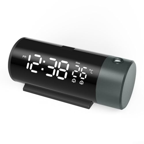 USB Aufladen Wecker Projektor, 180° Drehbar Digitaluhr Projektor, Wecker mit Temperaturmonitor Einstellbare Helligkeit von ReachMall