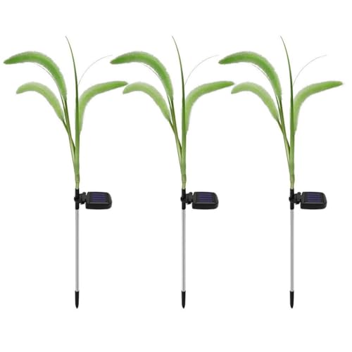 Wasserdichte Solarleuchte für den Außenbereich, Hundeschwanz, Grasform, 3 Stück, schwingende Solarlampe, Dekoration für Garten, Terrasse (Hundeschwanzgras) von ReachMall