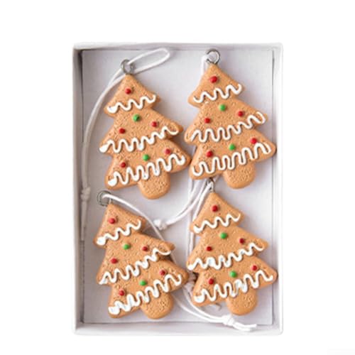 Weihnachtliches Harzanhänger Set mit Keksmann, Lutscher, Baum und Ornamenten zum Aufhängen von Dekoration an Bäumen, Kaminen, Fenstern und Wänden während der Feiertage (Weihnachtsbaum) von ReachMall