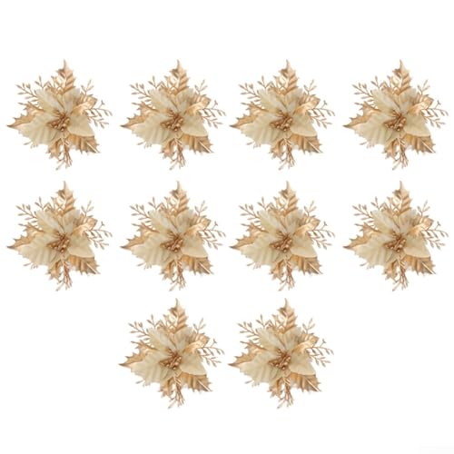 Weihnachts-Geißblatt-Dekorationen für Baum und Kranz, saisonale Ornamente mit Kunststoff-Simulationsblumen für den Urlaub (Gold) von ReachMall