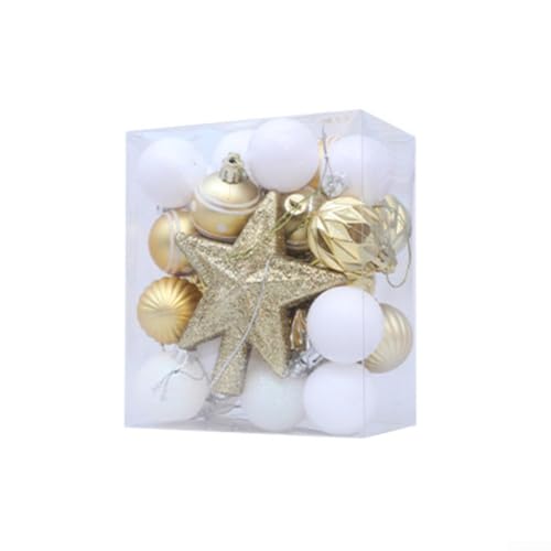 Weihnachtsbaumschmuck-Set, 31-teilig, mit glitzernden Kunststoffkugeln mit bruchsicherem Design für Urlaub und Veranstaltung (Gold) von ReachMall