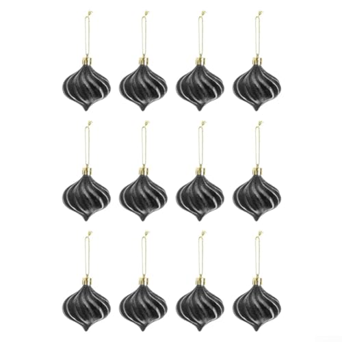 Weihnachtsbaumschmuck-Set mit 12 Plüsch-Zwiebel-Ornamenten für eine fröhliche festliche Note (grau) von ReachMall