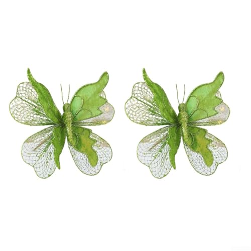 Weihnachtsfeiertage Schmetterling Picks für Baum und Haus, Stoff simulierte Zweige für festliche Dekoration Arrangements (grün) von ReachMall