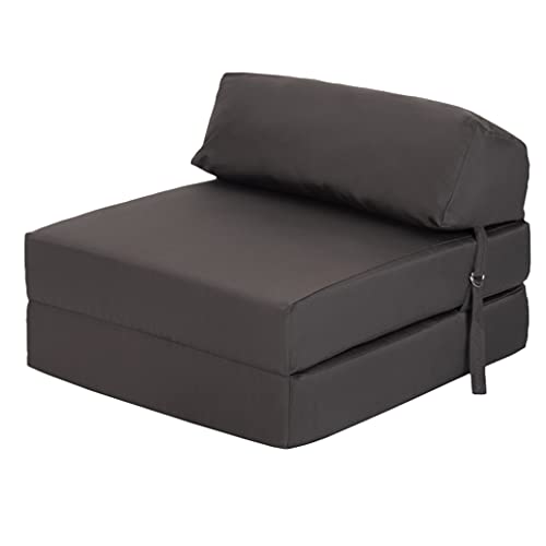 Ready Steady Bed Bequemer ausklappbarer Z-Bettsessel | Schlafsofa Futon leicht | weicher wasserabweisender Bezug | Ergonomisch gestaltete Einzelmatratze Zbed (dunkelgrau) von Ready Steady Bed