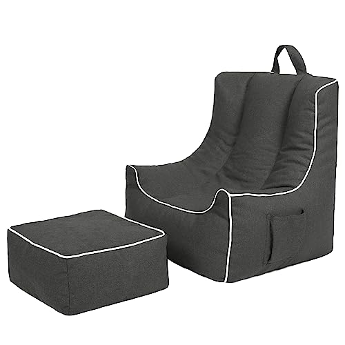 Ready Steady Bed Kinder Sitzsack Stuhl mit Fußhocker | Sessel Sitz für Kinder Spielzimmer | weich und sicher Ergonomisch gestaltete Kleinkind Stuhl | bequemes leichtes Pouf Sofa (Graphite) von Ready Steady Bed