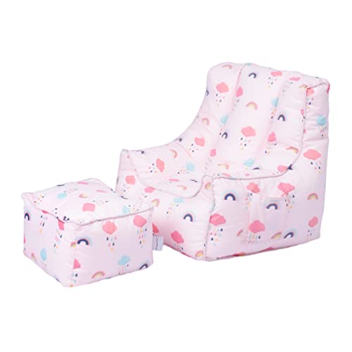Ready Steady Bed Kinder-Sitzsack mit Fußhocker, sicherer weicher Sitz, Spielzimmer-Sofa, ergonomisch geformter Kleinkind-Sessel, bequeme Kindermöbel (Regenbogen) von Ready Steady Bed
