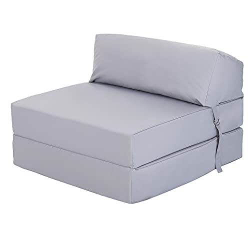 Ready Steady Bed Komfortabler Z-Fold Klappstuhl | Leichtes Futon-Sofa | Weicher, wasserabweisender Bezug | Ergonomisch gestaltete Z Bed Faltbare matratze (Silber) von Ready Steady Bed