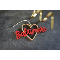 Baltimore Heart Christmas Ornament - Wähle Deine Farbe | Weihnachtsschmuck Geschenk Zur Wohnungserwärmung Weihnachtsgeschenk Maryland Md von ReadyGo