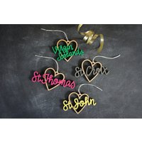 Us Virgin Islands Heart Christmas Ornamente - Wähle Deinen Text Und Deine Farbe | Weihnachtsschmuck Geschenk Zur Wohnungserwärmung Weihnachtsgeschenk von ReadyGo