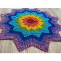 Regenbogen Sterne Häkeldecke Überwurf Mehrfarbig Hell Gehäkelt Baby Groß Mittel Klein Sofa Schoß Gestrickter Schal Handgemachter 12 Punkt Stern von ReadySteadyCro