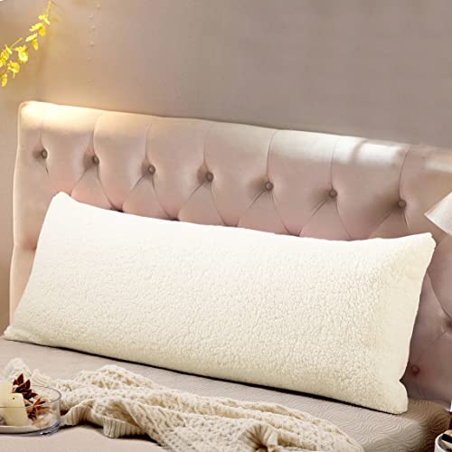 Reafort Ultra Soft Sherpa Körper-Kissen Cover/Case mit Reißverschluss Sahne 21 "X54 von Reafort