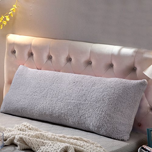 Reafort Ultra Soft Sherpa Körper-Kissen Cover/Case mit Reißverschluss Silber-Grau 21 "X54 von Reafort