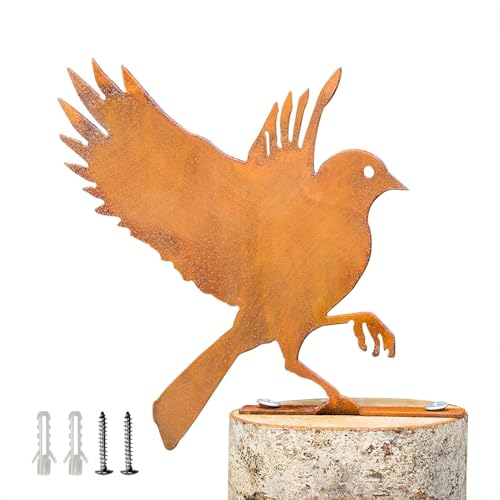 Fliegende Blaumeise, Rostige Vögel Dekoration Naturgetreue Patina Metallvögel Gartenornamente Silhouette-Simulation Vogelfigur Wohnkultur Rustikale Außenbereich Terrasse Gartenverzierung von Reagia