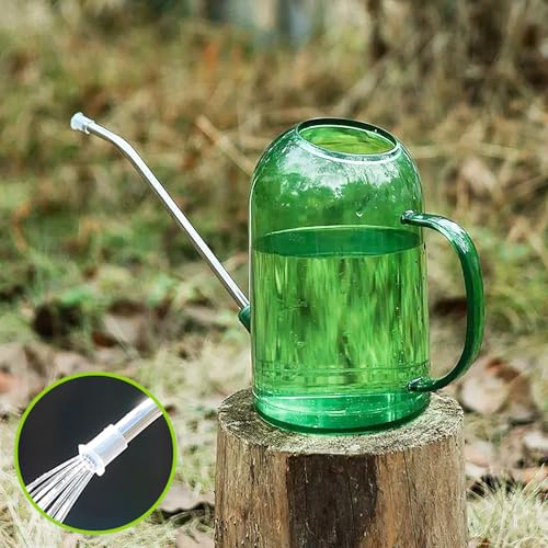 Reagia Kunststoff Gießkanne Aktualisierte Fassung, Pflanzen Gießkanne mit Edelstahl Langen Auslauf, 2L/68oz klare Messmarkierungen Langen Auslauf Gießkanne für Zimmerpflanzen und Blumen - Grün von Reagia