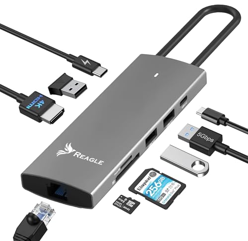 REAGLE USB-C Hub mit 4K HDMI 60Hz, 100W PD, 1GBps LAN, USB 3.2, Kartenleser – Multifunktionaler Aluminium-Hub für Laptop, PC, MacBook M1, M2, M3 REAGLE USB-C Hub mit 4K HDMI 60Hz, 100W PD, 1GBps LAN, USB 3.2, Kartenleser – Multifunktionaler Aluminium-Hub für Laptop, PC, MacBook M1, M2, M3 von Reagle