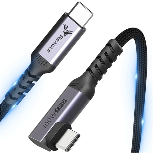 Reagle Angular Thunderbolt 3 Kabel USB-C 100W 4K 60Hz SuperSpeed USB 3.2 Gen 2 bis zu 10 Gbps Power Delivery PD für iPhone 15 Samsung S23 S24 Note 10 iPad MacBook Tablets (1m) von Reagle