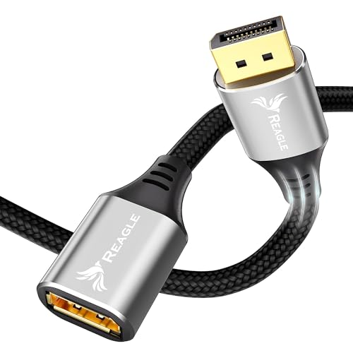 Reagle DisplayPort Extender 1.4 DP 8K 4K@144Hz HDR 1M Verlängerungskabel 8K 60 Hz 4K 144Hz dynamisches HDR Verbindungskabel Stecker auf Buchse (50cm) von Reagle