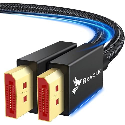 Reagle DisplayPort Kabel 1M, DP 2.1, 8K@120Hz, 4K@320Hz 240Hz, FREESYNC GSYNC 80Gbps, Nylongeflecht HDR10+, für Gaming-Monitor, Grafikkarte, Video-Spiegelung, Erweiterter Modus Reagle DisplayPort Kabel 1M, DP 2.1, 8K@120Hz, 4K@320Hz 240Hz, FREESYNC GSYNC 80Gbps, Nylongeflecht HDR10+, für Gaming-Monitor, Grafikkarte, Video-Spiegelung, Erweiterter Modus von Reagle