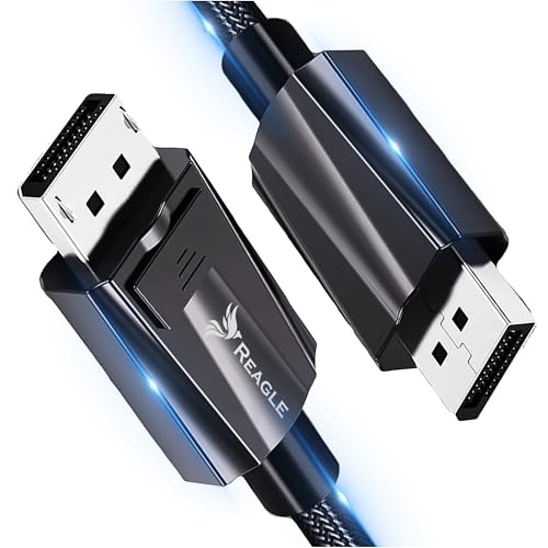Reagle DisplayPort Kabel DP 2.0 Maximaler Durchsatz 80 Gb/s dynamisches HDR Nylongeflecht Ultra zu 16K@60Hz, 8K@60Hz, 4K@165Hz (2m) von Reagle