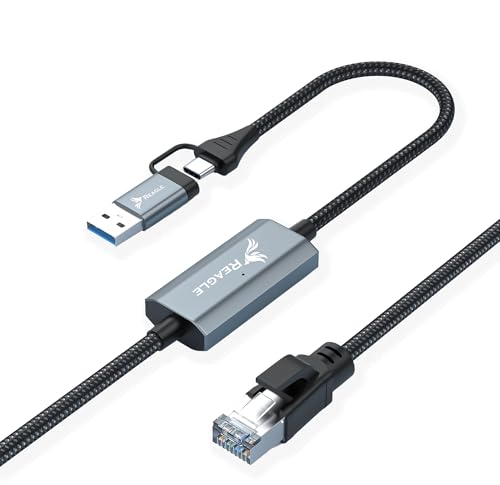 Reagle Ethernet Netzwerk Kabel 2M 2W1 USB-C/USB-A ZU LAN RJ45 1000 Mbps Kompatibel mit Windows Linux MacOS Plug & Play für Spiele Streaming Remote-Arbeiten Reagle Ethernet Netzwerk Kabel 2M 2W1 USB-C/USB-A ZU LAN RJ45 1000 Mbps Kompatibel mit Windows Linux MacOS Plug & Play für Spiele Streaming Remote-Arbeiten von Reagle